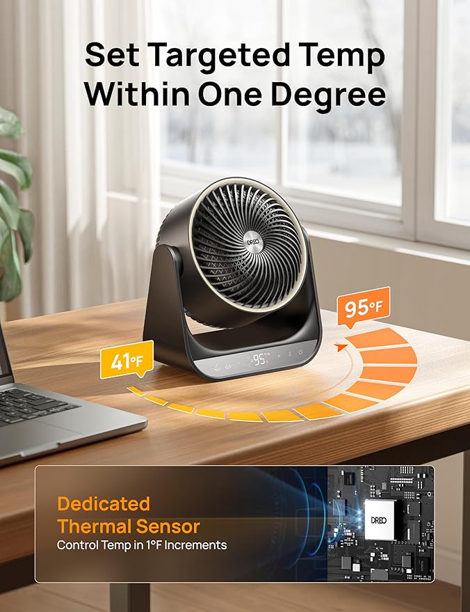 DREO Whole Room Heater 714, 60° Vertical & 90° Horizontal 3D Oscillating Heating