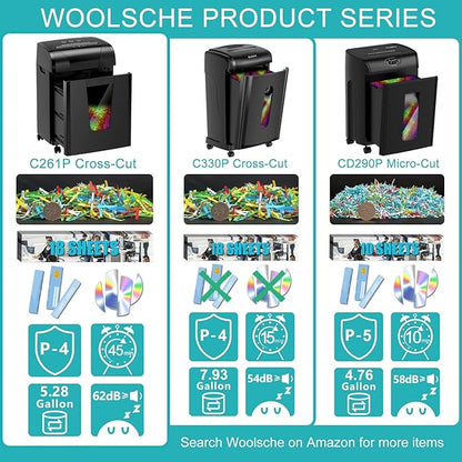 Woolsche Paper Shredder, 18-Sheet Cross Cut