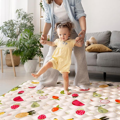 50x50 Playpen Mat, PIGLOG 0.8 Inch Thick Foam Baby Play Mat for Floor, Soft Fabric Cushioned Play mat for Babies，Washable Non-Slip Playmate for Baby, Infants & Toddlers (Light Yellow)