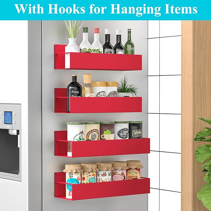 HuggieGems 4 Pack Magnetic Spice Storage Rack Organizer
