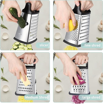 Kaishun Professional Cheese Grater, 4-Sided Stainless Steel Box Grater