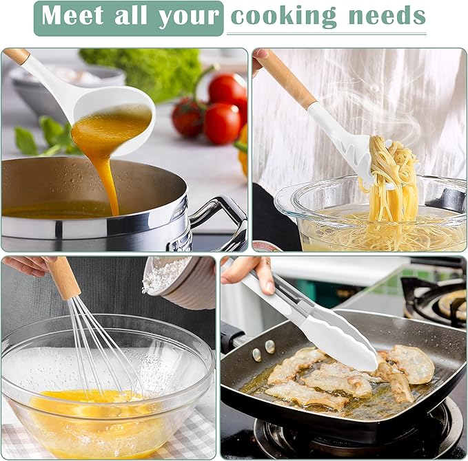 E-far Silicone Cooking Utensils Set, 446℉ Heat Resistant 10PCS Kitchen Utensils