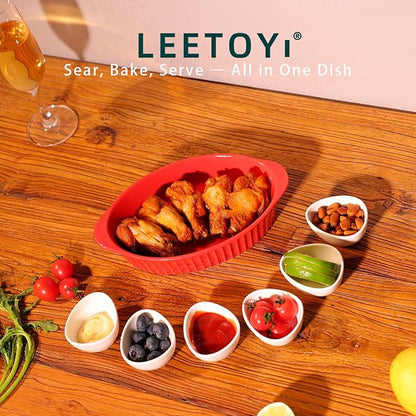 LEETOYI Porcelain Small Oval Au Gratin Pans, Baking Dish Set
