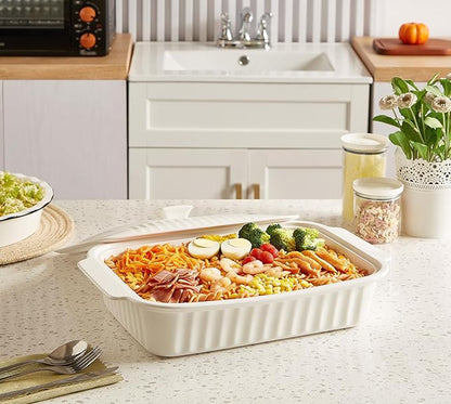 Large Baking Dish with Lid, 5.5 Quart Lasagna Pan with Lid, 13.5x9 inch Ceramic