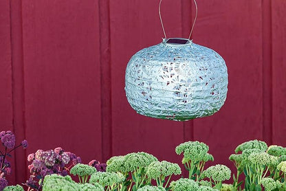 Allsop Soji Stella - Floral Punch - Square Sunflower - 11" Outdoor Solar Lantern - Sage
