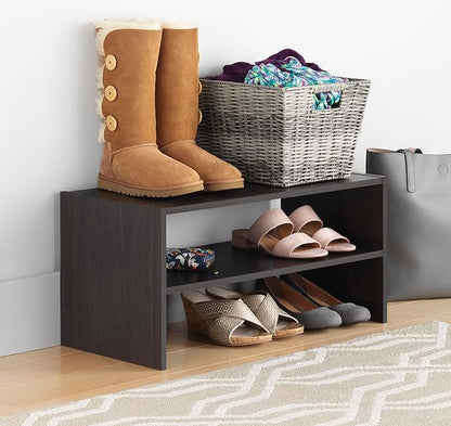 Whitmor Wood Stackable 2-Shelf Shoe Rack, 24 INCH