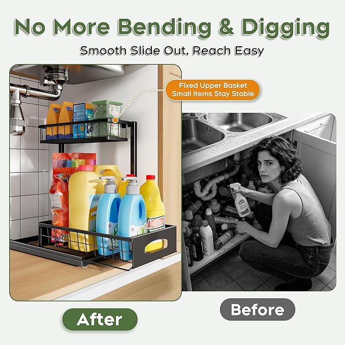 Under Sink Organizer, 2 Pack Cabinet Organizer
