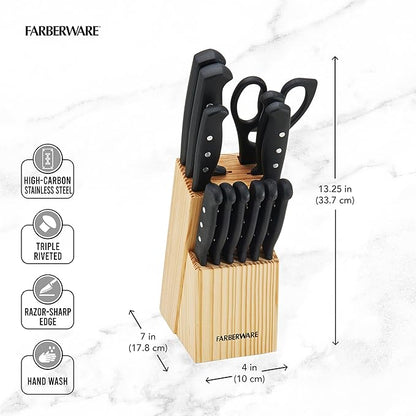 Farberware 22-Piece Never Needs Sharpening Triple Rivet High-Carbon Stainless