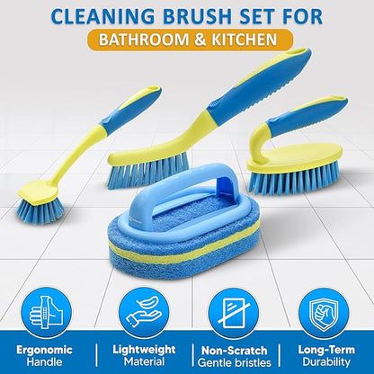 Scrub Brush Set for Bathroom Kitchen Bathtub Toilet Deep Cleaning Brush Tools