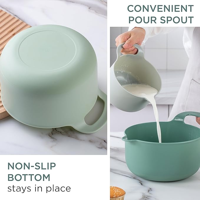 COOK WITH COLOR Nesting Plastic Mixing Bowl Set with Pour Spouts and Handles