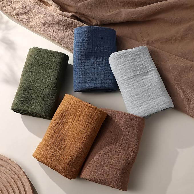 Muslin Receiving Blankets, Neutral Blanket Swaddling for Newborn Boys and Girls, 5 Pack Breathable and Skin-Friendly Swaddle Wrap for Infant Baby (Elegant Colors)