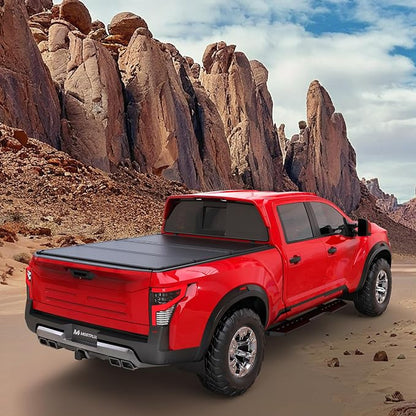 MOSTPLUS 5FT Tri-Fold Hard Truck Bed Tonneau Cover On Top Compatible for 2005-2025 2026 Nissan Frontier 3 Fold Aluminum Bed Cover 60Inch