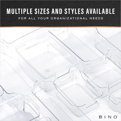 BINO | Plastic Organizer Bins, X-Large - 4 Pack | The SOHO Collection | Multi-Use Organizer Bins | Pantry & Freezer Bin | Plastic Storage Containers | Bin for Home & Kitchen Org