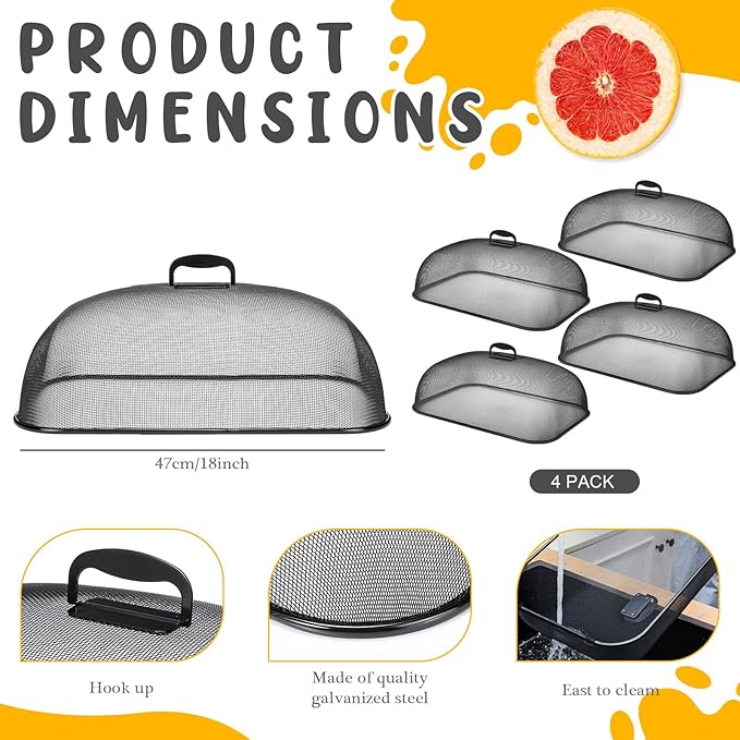 Hicarer 4 Pcs Metal Mesh Screen Food Cover