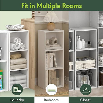 Furinno LUDER Book Shelf, 3-Cube Bookshelf, Bookcase