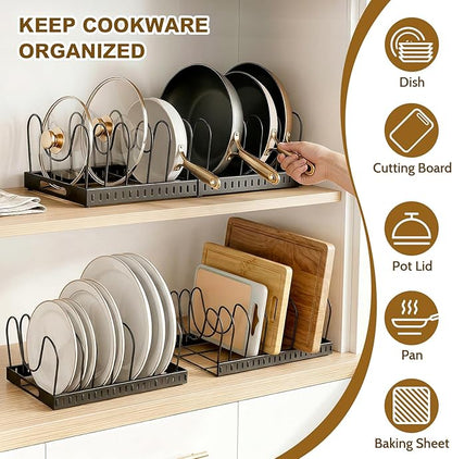2PACK Expandable Pots and Pans Organizer Under Cabinet