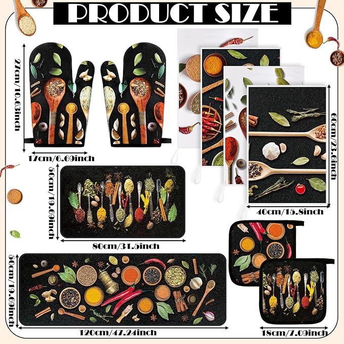 Fourluoo 10 Pcs Farmhouse Kitchen Decor and Accessories Set 4 Kitchen Towels 2