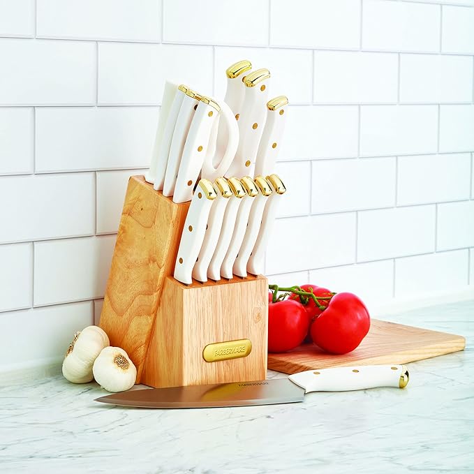 FARBERWARE 15-Piece Knife Block Set, Triple-Riveted High-Carbon Stainless Steel