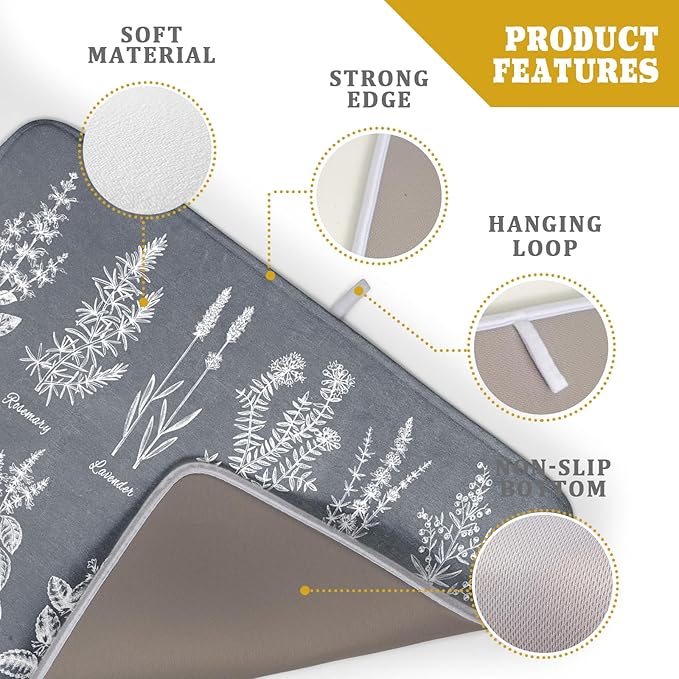 Flower Herbs Dish Drying Mat Wild Plant Dish Rack Mat