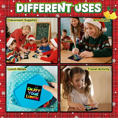 ZMLM Kids Rainbow Scratch Paper Art Crafts Mini Notes Kids Gifts 4 5 6 7 8 9 10 Years Old Girls Boys Students Teens Classroom Prizes School Supplies Birthday Party Toy Activity Stocking Stuffers