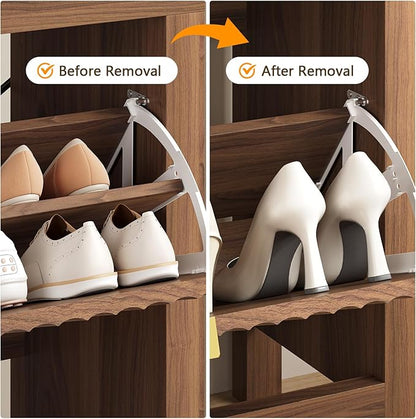 Shoe Cabinet Storage for Entryway, Fluted Shoe Cabinet