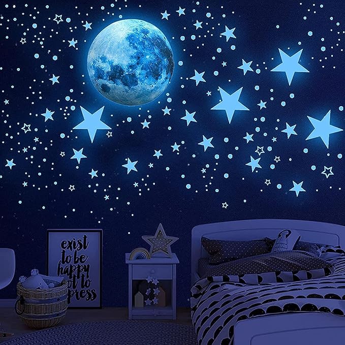 1078Pcs Glow in The Dark Stars for Ceiling Glowing Space and Moon Decals Universe Stickers Kids Wall Decor Perfect for Boys Girls Nursery Bedroom Living Room