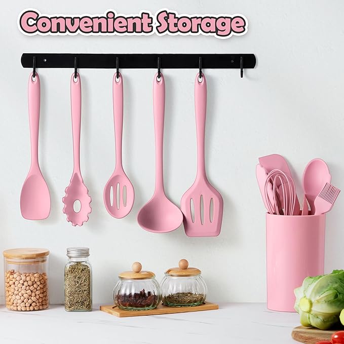 LIANYU 14 Pcs Kitchen Utensils Set, Silicone Cooking Utensils Spatula Set