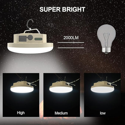 10000mAh Rechargeable 3000LM Tent Light Camping Light, 6500K 24Hours Long Play Time , Outdoor Night Market Light Night Fishing Light Emergency Lights for Hurricane Tsunami disasters (30W（Beigeï¼?