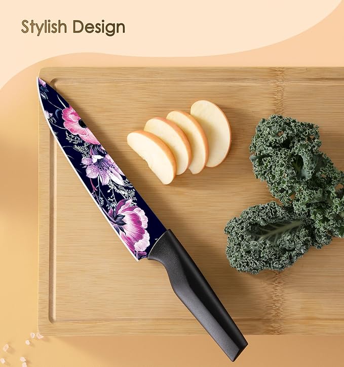 Astercook Knife Set, 12-Piece Flower Kitchen Knives Sets