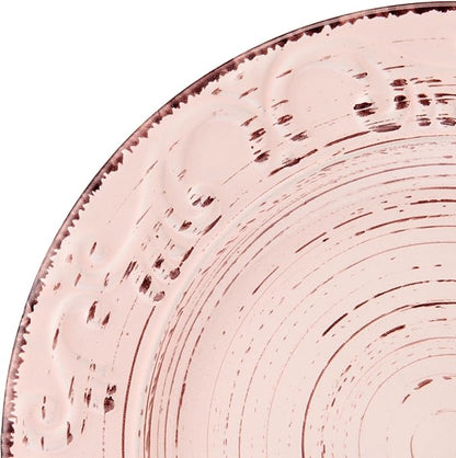 Pfaltzgraff Trellis Pink 12 Piece Dinnerware Plate Bowl Set, Service for 4