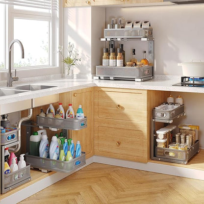 2 Pack 17.3IN-Depth Under Sink Organizer