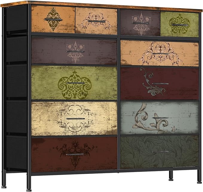 Dresser for Bedroom with 12 Drawers, Tall Fabric Drawer Dresser, Chest of