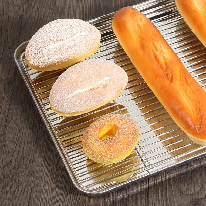 Cookie Sheet and Cooling Rack Set, 16 inch Stainless Steel Baking Pan