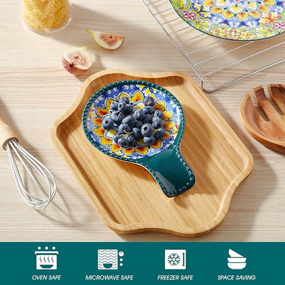 vancasso Ceramic Spoon Rest for Stove Top, 7.7 Inch Cooking Spoon Holder for Kitchen Counter Decor, Spoon Holder for Coffee Spoon Rest, Spoon Cradle, Spatula, Spoons or Tongs, Decorations, Green