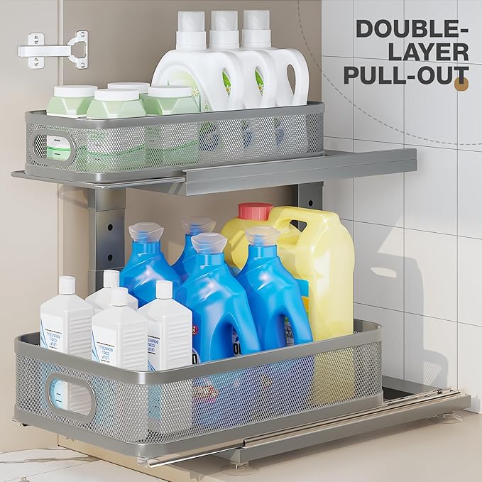 2 Pack 15.5IN-Depth Under Sink Organizer