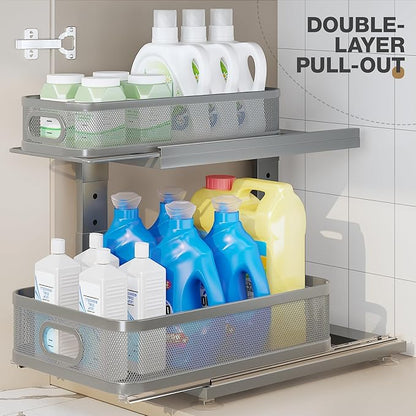 2 Pack 15.5IN-Depth Under Sink Organizer