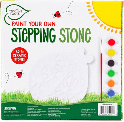Creative Roots Mosaic Ladybug Stone, Includes 7-Inch Ceramic Stepping Stone & 6 Vibrant Paints, DIY Garden Stepping Stone Kit for Kids Ages 6+