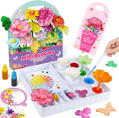 Mimiblooms Paper Flowers Science Kit for Girls, Magic Flower Paper Color Science Dyeing Kit, Arts&Crafts for Kids Age 8-12, Science Experiments Color Changing for Girls 6 7 9 10 11 yr Birthday Gift