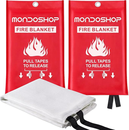 Mondoshop Fire Blankets Emergency for Kitchen Home - Emergency Fire Retardant Blanket for Home Fireproof Blanket for Camping, Grill, Car, Office, Warehouse, School, Picnic, Fireplace