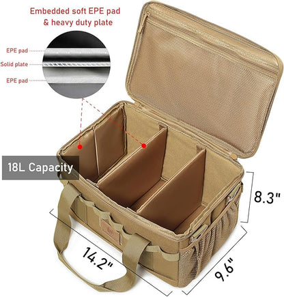 Tactical Camping Storage Bag 18L Tactical Utility Tote Bag Camping Cookware Organizer Trunk Organizer (Khaki)