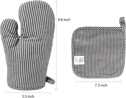 4Pcs Oven Mitts and Pot Holders, Heat Resistant Oven Mitts Set