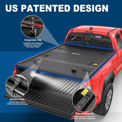 MOSTPLUS Tri Fold Fiberglass Truck Bed Tonneau Cover Compatible for 2007-2013 Toyota Tundra 5.5 FT-66 inch Bed