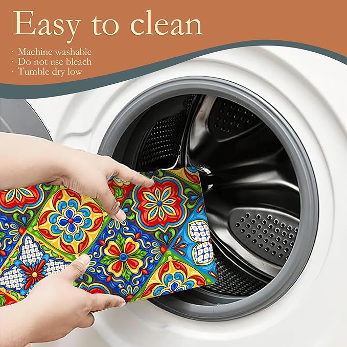 Mexican Tile Dish Drying Mat, Boho Tradicion Drying Rack Pad Countertop Dishes