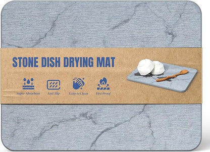 Quick Dry Stone Drying Mat for Kitchen Counter, Water-Absorbent Diatomaceous