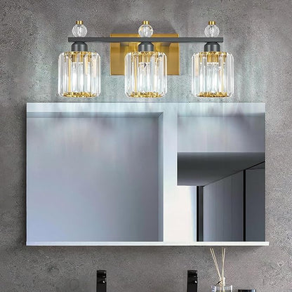 FDPBY Bathroom Vanity Lights 3-Light Sand Black Gold Modern Crystal Vanity