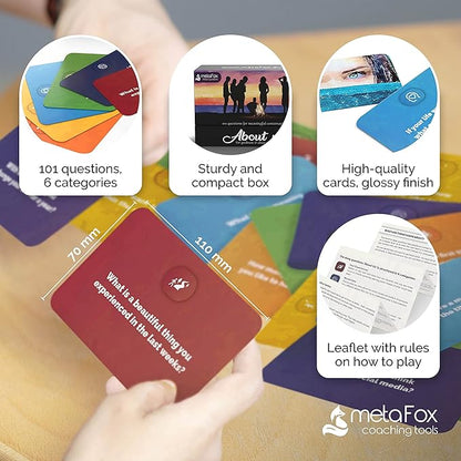 metaFox About Us Conversation Starters | 101 Getting to Know You Questions | Fun and deep Conversation Cards Game for Friends, Family, teammates