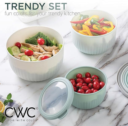COOK WITH COLOR Prep Bowls with Lids- Wide and Deep Nesting Plastic Small
