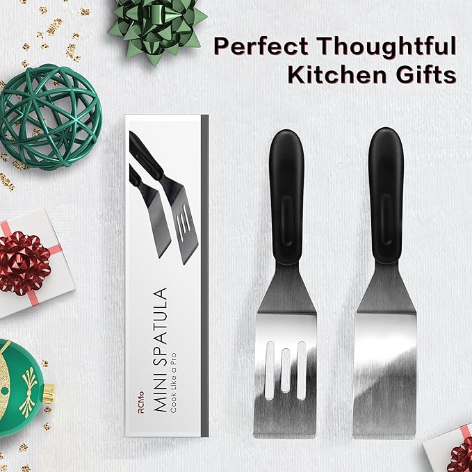 Small Spatula Professional Mini Serving Spatula, 4 Pieces Stainless Steel Metal