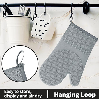 Hovico Silicone Oven Mitts, Heat Resistant 500F Kitchen Mitts 2PCS, 11.6"