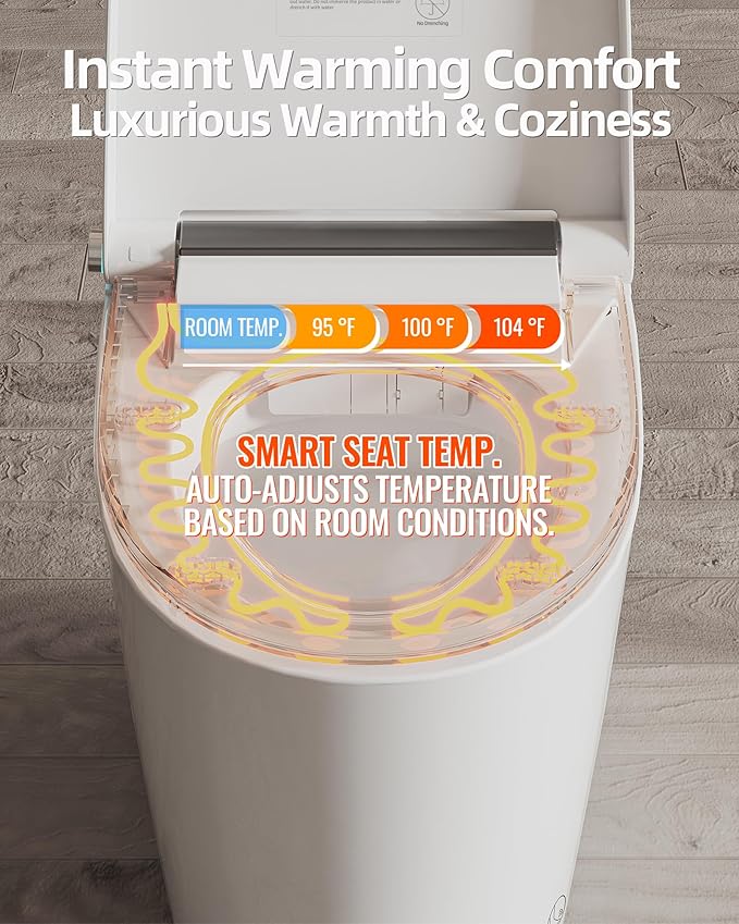 Luoware Smart Toilet Lite without Bidet, One Piece Elongated Modern Toilet